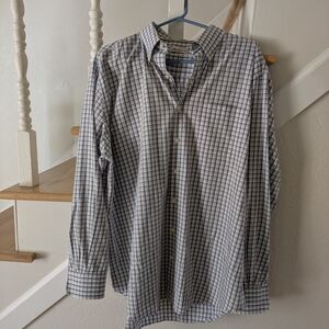 Peter Millar- Men's Checkered Shirt - Blue and White - Size XL